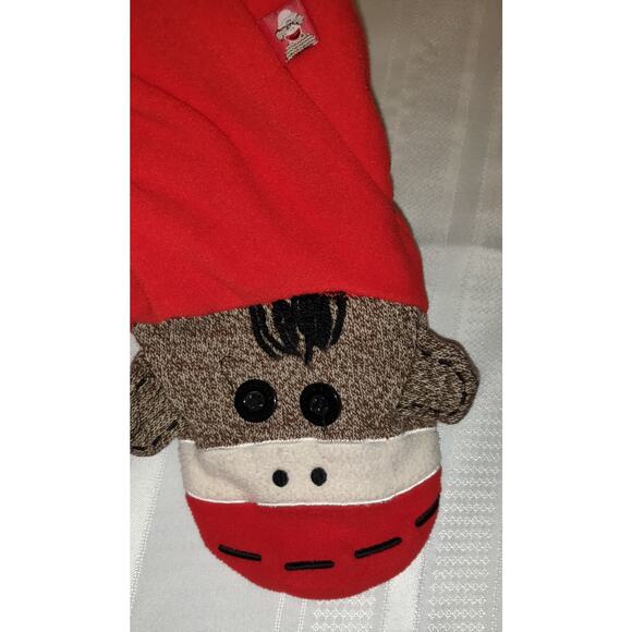 Nick & Nora Footie Fleece Red Pajamas Size Large SOCK MONKEY Zip Up Footed PJs - Picture 11 of 16